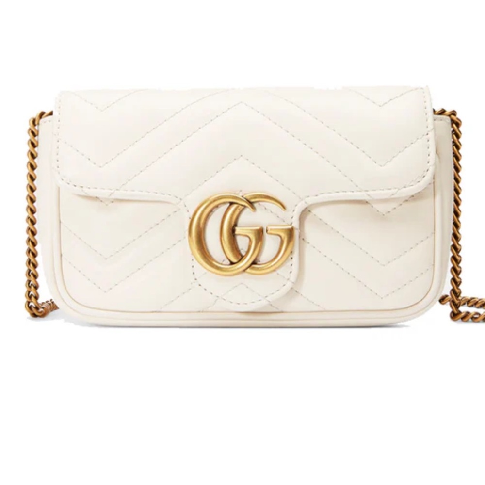Gucci GG super mini in off white chevron